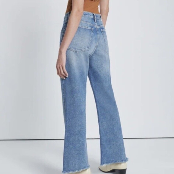 7 For All‎ Mankind Easy Boy Bootcut Jean Sz 25 Raw Hem High Rise Blue Ankle 26” - Picture 5 of 16